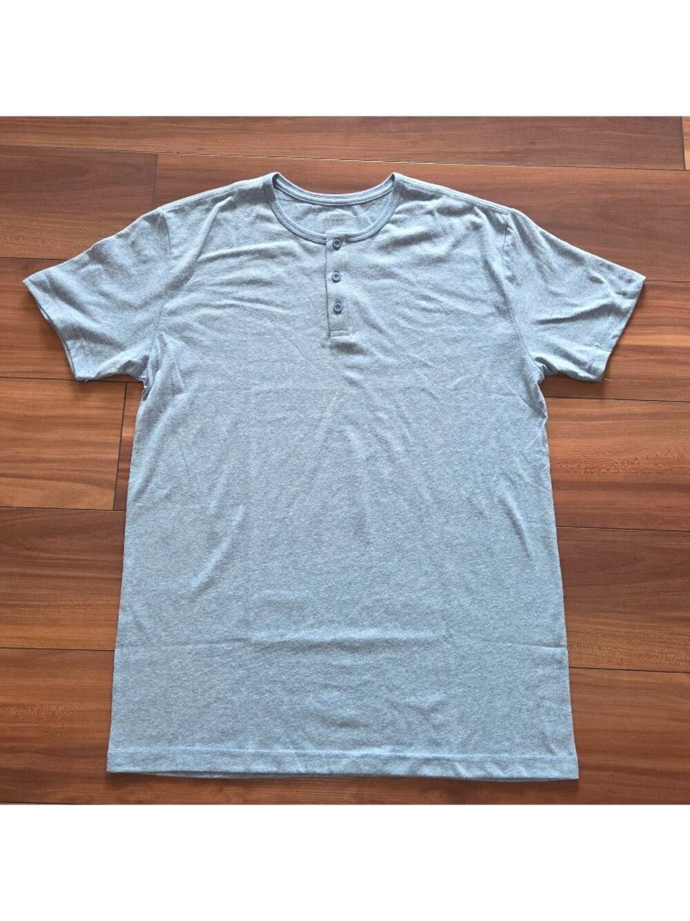 True Classic Henley T-Shirt Heather Indigo Short Sleeve Button Neck Tee Med New.